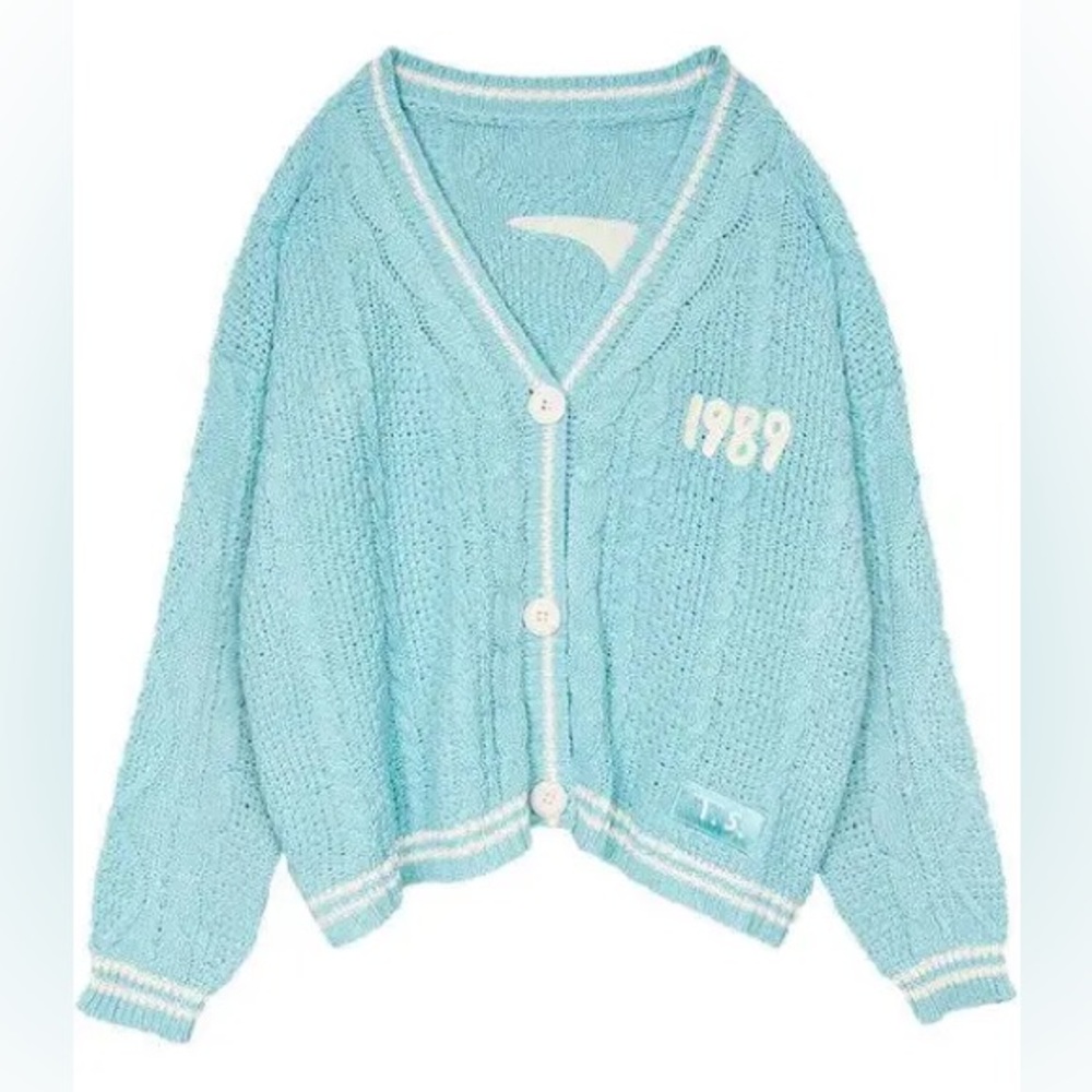 XS/S Taylor Swift 1989 Cardigan Taylor’s Version Blue White Seagull Sweater NWT